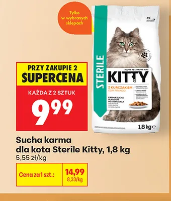 Sucha karma dla kota Sterile Kitty promocja w Biedronka