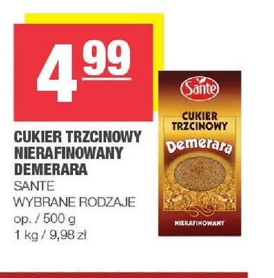 Cukier trzcinowy nierafinowany Demerara Sante promocja w SPAR