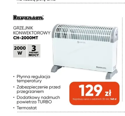 Grzejnik konwektorowy CH-2000MT Ravanson promocja w Max Elektro