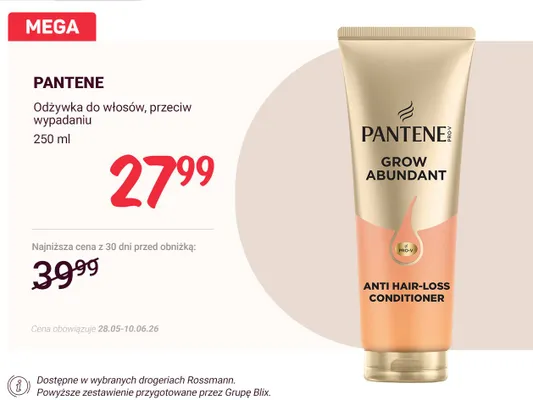 Odżywka do włosów Pantene Grow Abundant promocja w Rossmann