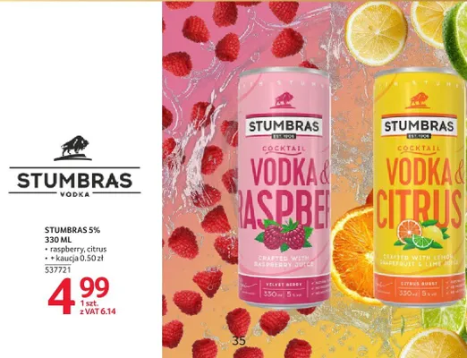 Wódka Stumbras Citrus 5% 330ml promocja w Selgros