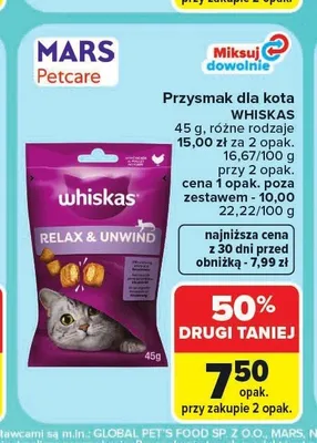 Przysmak dla kota Whiskas promocja w Carrefour Market