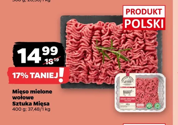 Mięso mielone wołowe Sztuka Mięsa promocja w Netto