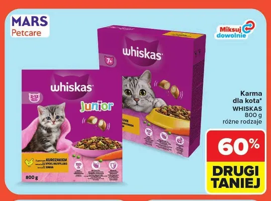 Karma dla kota sucha Whiskas 7+ promocja w Carrefour Market