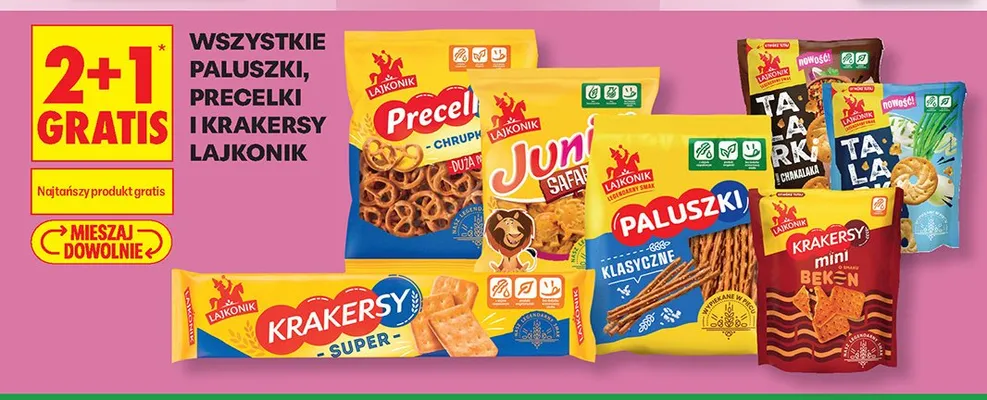 Paluszki precelki i krakersy Lajkonik promocja w Biedronka