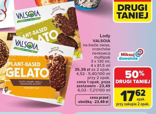 Lody Valsoia na bazie owsa orzechów nerkowca 3-pak promocja w Carrefour