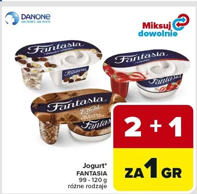 Jogurt Fantasia różne rodzaje promocja w Carrefour