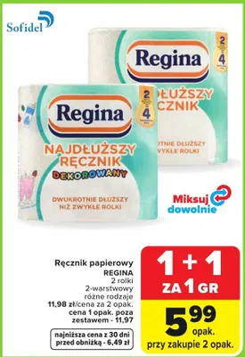 Ręcznik papierowy Regina 2 rolki, 2-warstwowy promocja w Carrefour