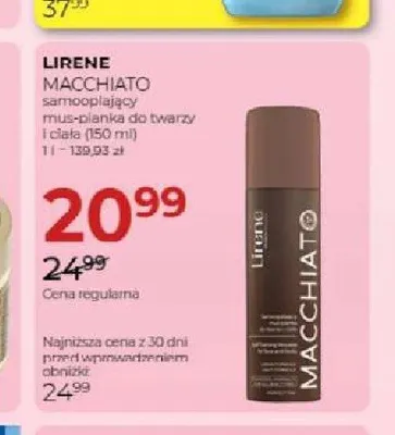Samoopalający mus-pianka do twarzy i ciała Lirene Macchiato promocja w Drogerie Jawa