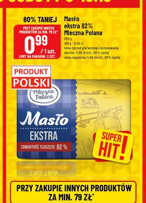 Masło ekstra Mleczna Polana 82% promocja w POLOmarket