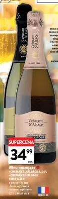 Wino musujące Cremant D'Alsace Rose A.D.P. Expert Club różowe wytrawne promocja w Intermarche