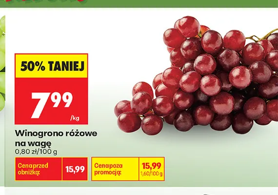 Winogrona różowe na wagę promocja w Biedronka