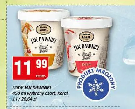Lody Jak Dawniej jogurtowe z truskawkami Bracia Koral promocja w Chorten