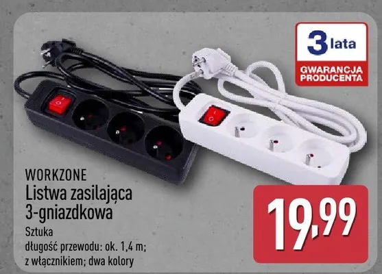 Listwa zasilająca 3-gniazdkowa promocja w Aldi