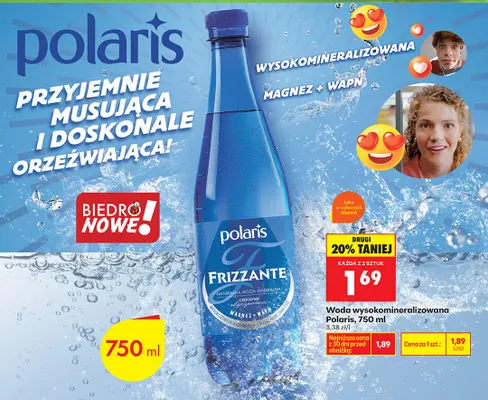 Woda wysokomineralizowana gazowana frizzante promocja w Biedronka