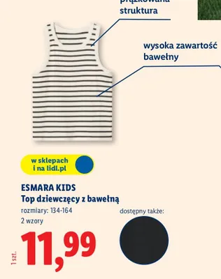 Top dziewczęcy z bawełną promocja w Lidl