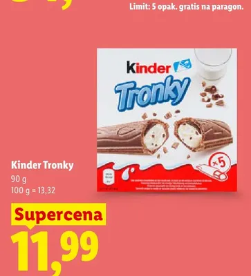 Wafle Kinder Tronky 5-pak promocja w Lidl