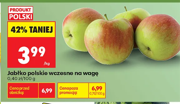 Jabłka polskie wczesne promocja w Biedronka