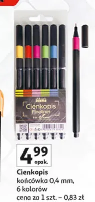 Cienkopis końcówka 0,4 mm, 6 kolorów promocja w Auchan
