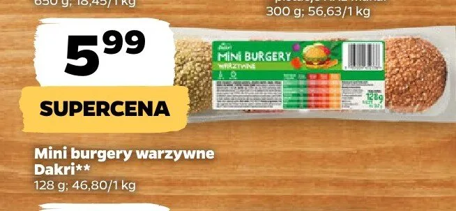 Mini burgery warzywne Dakri promocja w Netto