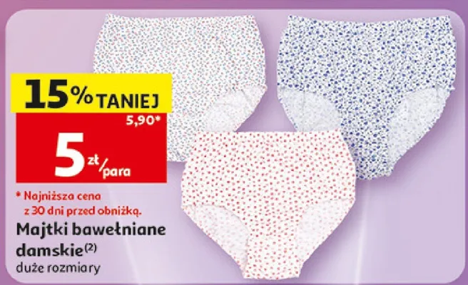 Majtki bawełniane damskie Inextenso duże rozmiary promocja w Auchan