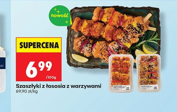 Szaszłyki z łososia z warzywami promocja w Biedronka