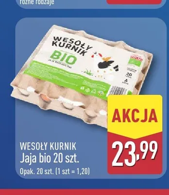 Jaja bio Wesoły Kurnik 20-pak promocja w Aldi
