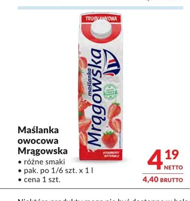 Maślanka brzoskwiniowa Mrągowska promocja w Makro
