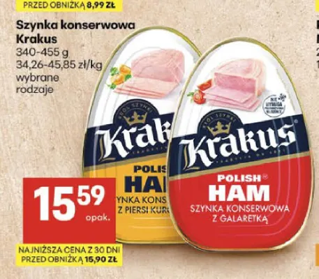 Szynka konserwowa Krakus z piersi kurczaka promocja w Delikatesy Centrum
