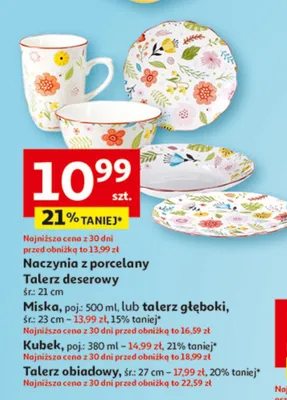 Naczynia z porcelany talerz deserowy promocja w Auchan