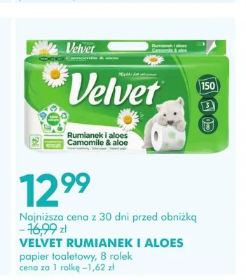 Papier toaletowy Velvet Rumianek i Aloes promocja w Super-Pharm