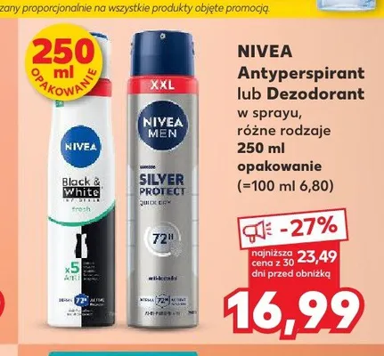 Antyperspirant w sprayu Nivea Black & White Invisible promocja w Kaufland