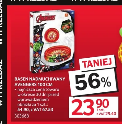 Basen nadmuchiwany Avengers 100 cm promocja w Selgros