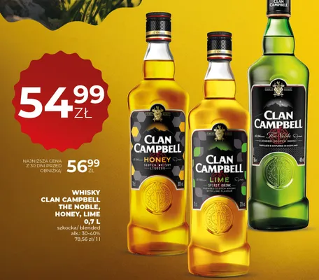 Whisky Clan Campbell The Noble 0,7l szkocka/blended promocja w Duży Ben