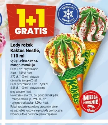Lody rożek Kaktus Nestlé mango-marakuja promocja w Twój Market