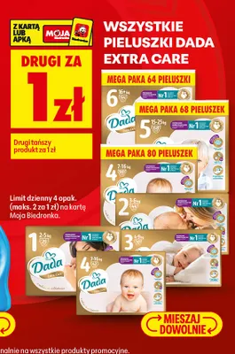 Pieluszki Extra Care rozm. 1 Dada promocja w Biedronka