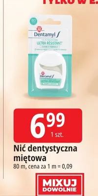 Nić dentystyczna miętowa Dentamyl promocja w Leclerc