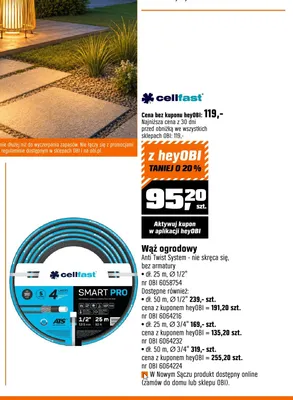 Wąż ogrodowy Cellfast Smart Pro 50 m 3/4" promocja w OBI