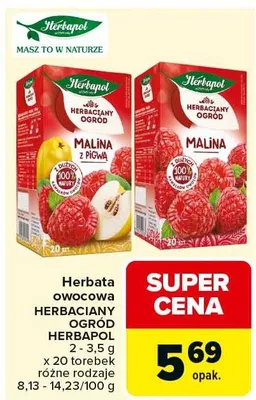 Herbata owocowa herbaciany ogród malina z pigwą promocja w Carrefour Market
