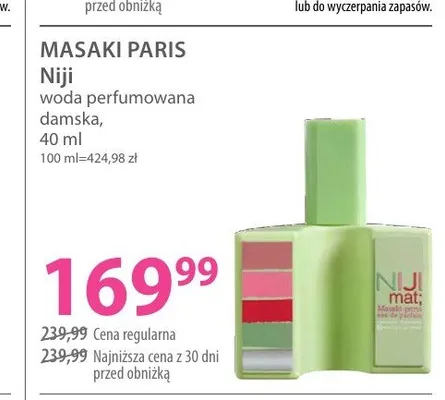 Woda perfumowana damska Masaki Paris Niji promocja w Hebe
