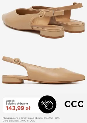 Baleriny skórzane Lasocki promocja w CCC