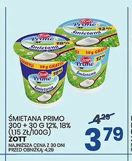 Śmietana Primo Zott 12% promocja w Wafelek