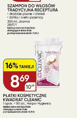 Płatki kosmetyczne kwadratowe Cleanic promocja w Chata Polska