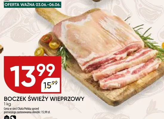 Boczek świeży wieprzowy promocja w Chata Polska