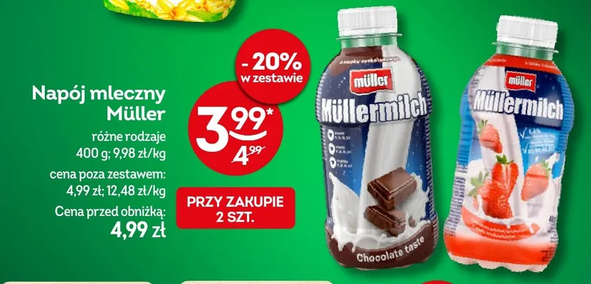 Napój mleczny truskawkowy Müller promocja w Żabka