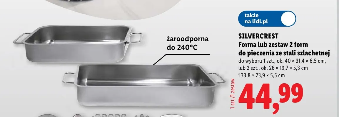 Zestaw form do pieczenia ze stali szlachetnej Silvercrest 2-pak promocja w Lidl