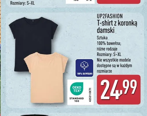 T-shirt z koronką damski UP2FASHION promocja w Aldi