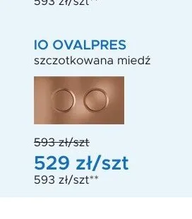 Przycisk spłukujący IO OVALPRESS szczotkowana miedź promocja w Blu Salony Łazienek