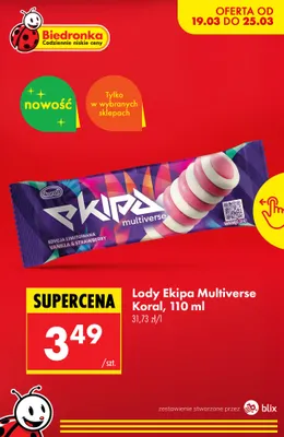 Lody Ekipa Multiverse Koral promocja w Biedronka
