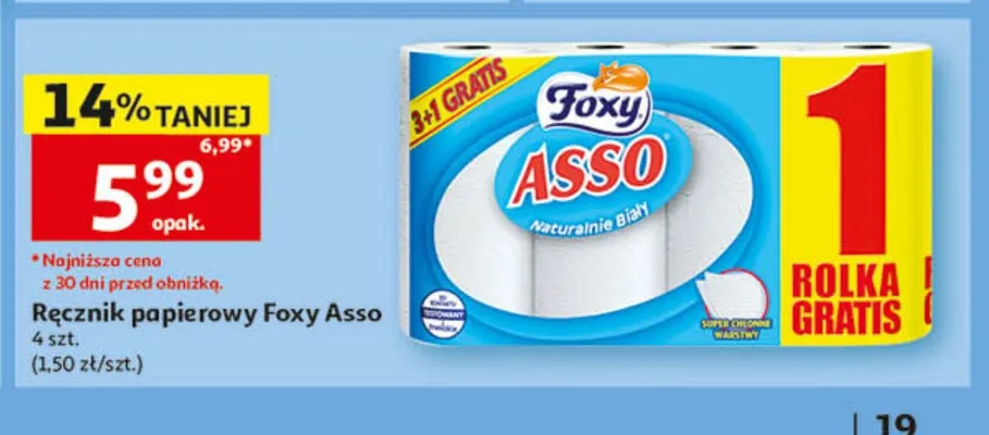 Ręcznik papierowy Foxy Asso 4-pak promocja w Auchan